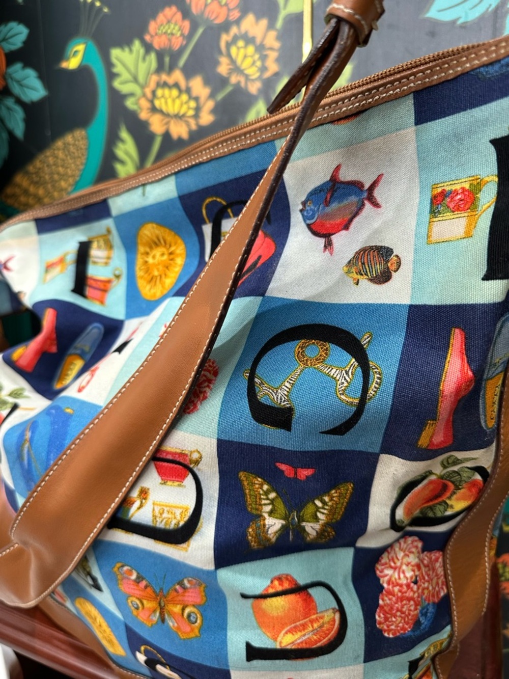 Vintage Gucci Alphabet Print Canvas Shoulder Bag Bamboo Charm Y2K Italy - Picture 11 of 12